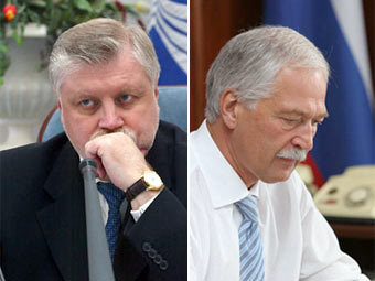 ������ ������� (���� � ����� mironov.ru) � ����� ������� (���� � ����� gryzlov.ru)