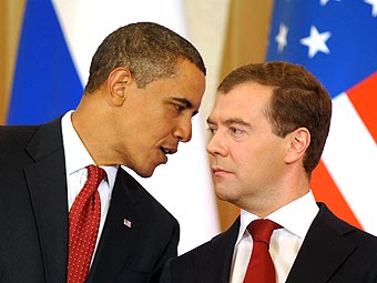 Барак Обама и Дмитрий Медведев на пресс-конференции в Кремле. Фото Мити Алешковского для "Ленты.Ру"