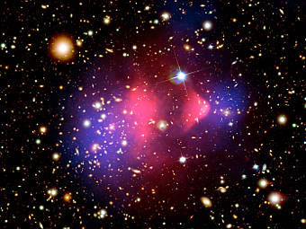 ��������� ����. ����  NASA/CXC/CfA/M.Markevitch et al.; Optical: NASA/STScI; Magellan/U.Arizona/D.Clowe et al.; Lensing Map: NASA/STScI; ESO WFI; Magellan/U.Arizona/D.Clowe et al.