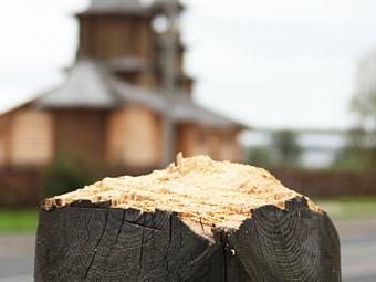 Поваленный поклонный крест памяти жертв политических репрессий в Архангельске. Фото РИА Новости
