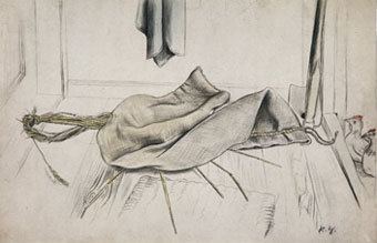 Karl Hubbuch. "Eine Ecke in der Kammer", 1924.    Deutsche Bank