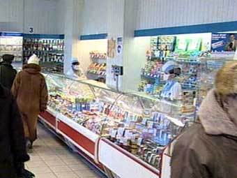 Продуктовый магазин, кадр телеканала НТВ, архив
