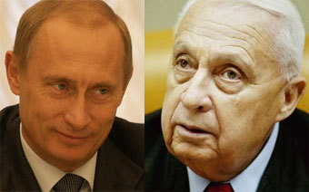Владимир Путин и Ариэль Шарон. Монтаж Lenta.Ru