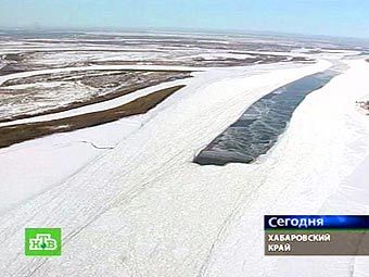 Лед на Амуре. Кадр телеканала НТВ
