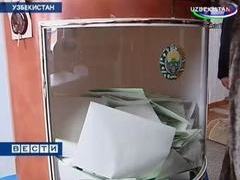 Урна для голосования в Узбекистане, кадр местного телевидения, переданный в эфире ТК quot;Россия quot;.
