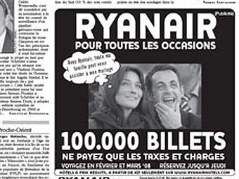 Реклама билетов Ryanair на страницах Le Parisien. Фото с сайта leparisien.com Реклама билетов Ryanair на страницах Le Parisien. Фото с сайта leparisien.com