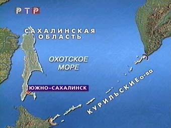 Карта Охотского моря. Кадр телеканала РТР, архив.