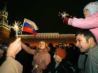 Новогодние гуляния в Москве. Архивное фото AFP