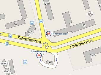 Пересечение улицы Куусинена и Хорошевского шоссе. Карта с сайта Google Maps