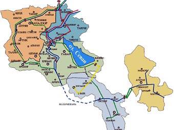 Газотранспортная карта Армении. Иллюстрация с сайта компании "Армросгазпром" 