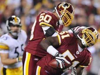 Игроки Redskins во время игры против Steelers. Фото с сайта redskins.com