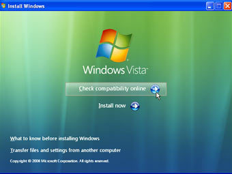 Окно установки Windows Vista