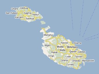 Мальта. Карта с сайта maps.google.ru