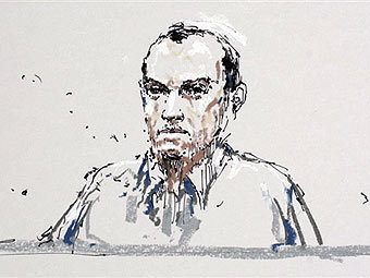 Ахмед Рессам. Рисунок из зала суда, переданный ©AFP