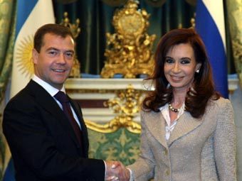 Дмитрий Медведев и Кристина Киршнер. Фото ©AFP