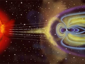 Схема взаимодействия магнитосферы Земли с Солнцем. Изображение NASA