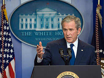 Джордж Буш на пресс-конференции 12 января 2009 года. Фото ©AFP