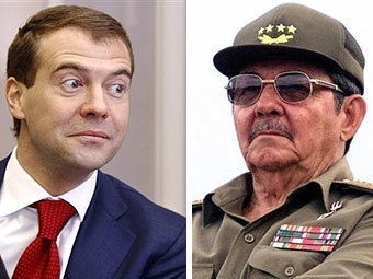 Дмитрий Медведев и Рауль Кастро. Фотографии ©AFP