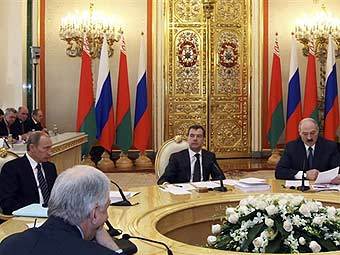 Заседание Высшего Госсовета Союзного государства России и Белоруссии в Кремле. Фото ©AFP
