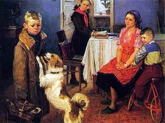 Фрагмент картины "Опять двойка!" кисти Ф.П. Решетникова