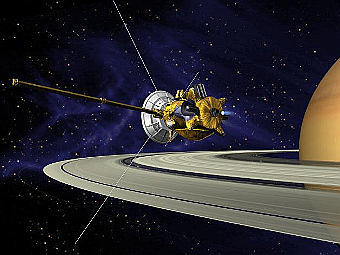 Компьютерная модель зонда "Кассини" в окрестности Сатурна. Изображение NASA