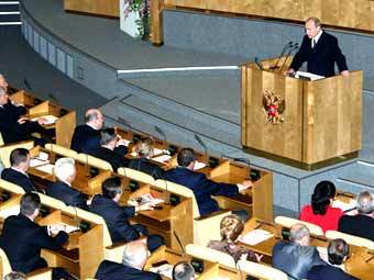 Владимир Путин выступает в Госдуме. Фото с сайта premier.gov.ru