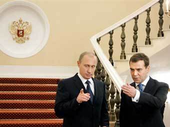 Владимир Путин и Дмитрий Медведев. Фото ©AFP