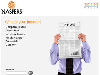 Скриншот сайта компании Naspers