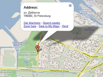 Карта района происшествия сервиса Google Maps