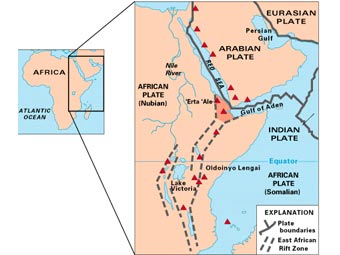 Схема Восточно-Африканского разлома. Иллюстрация United States Geological Survey