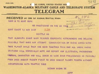 Телеграмма, разосланная американским военным. Фото с сайта Национальных архивов США