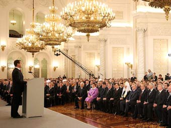 Выступление Дмитрия Медведева перед Федеральным собранием. Фото пресс-службы президента России