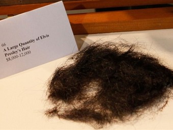 Волосы Элвиса Пресли, выставленные на аукционе в Чикаго. Архивное фото ©AFP
