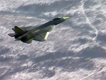 Первый полет ПАК ФА. Кадр из видеозаписи "Сухого"