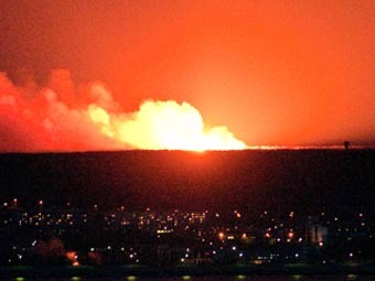 Пожар на военных складах в Ульяновске. Фото Алексея Лапшина