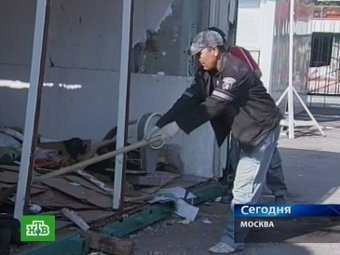Снос Черкизовского рынка. Кадр телеканала НТВ