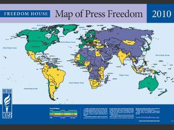 Карта уровня свободы мировых СМИ. Изображение из доклада Freedom House