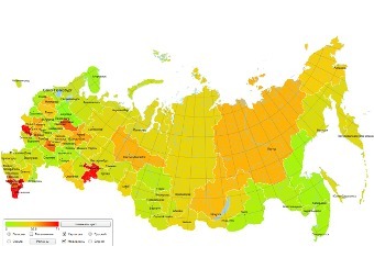 Карта предложения пиратских ОС по регионам России