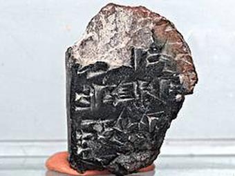 Найденный в
Иерусалиме фрагмент клинописной таблички. Фото археологической
экспедиции по руководством Эйлат Мазар