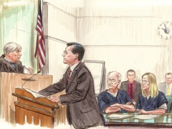 Супруги Майерс на скамье подсудимых. Изображение передано ©AFP