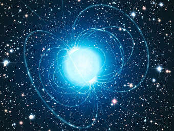 Магнитар в звездном скоплении Westerlund 1 глазами художника. Изображение ESO/L. Calcada