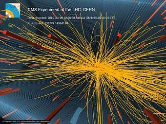 Рождение новых частиц при столкновениях протонов. Иллюстрация пресс-службы CERN