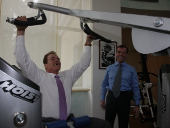 Арнольд Шварценеггер и Дмитрий Медведев. Фото, размещенное в микроблоге президента РФ