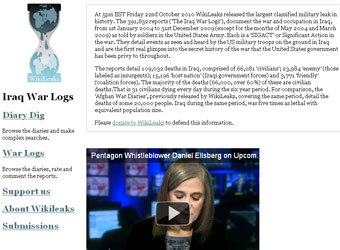 Скриншот главной страницы сайта wikileaks.org