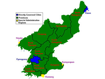 Административная карта Северной Кореи. Изображение с сайта wikipedia.org