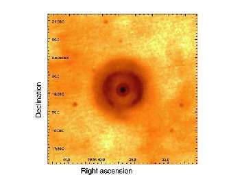 Кольцевая туманость вокруг MN112. Изображение Spitzer MIPS