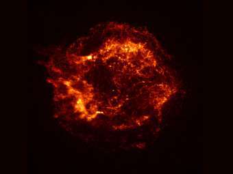 Остатки сверхновой Кассиопея А. Изображение Chandra X-ray Observatory, NASA Остатки сверхновой Кассиопея А. Изображение Chandra X-ray Observatory, NASA