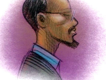 Мохамед Гель на рисунке из зала суда. Иллюстрация с сайта bt.dk