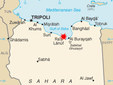 Карта Ливии с расположением крупнейших городов; Рас-Лануф отмечен красным. Скриншот с сайта cia.gov