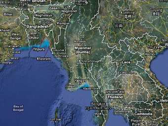 Мьянма на карте. Изображение с сервиса Google Maps Мьянма на карте. Изображение с сервиса Google Maps
